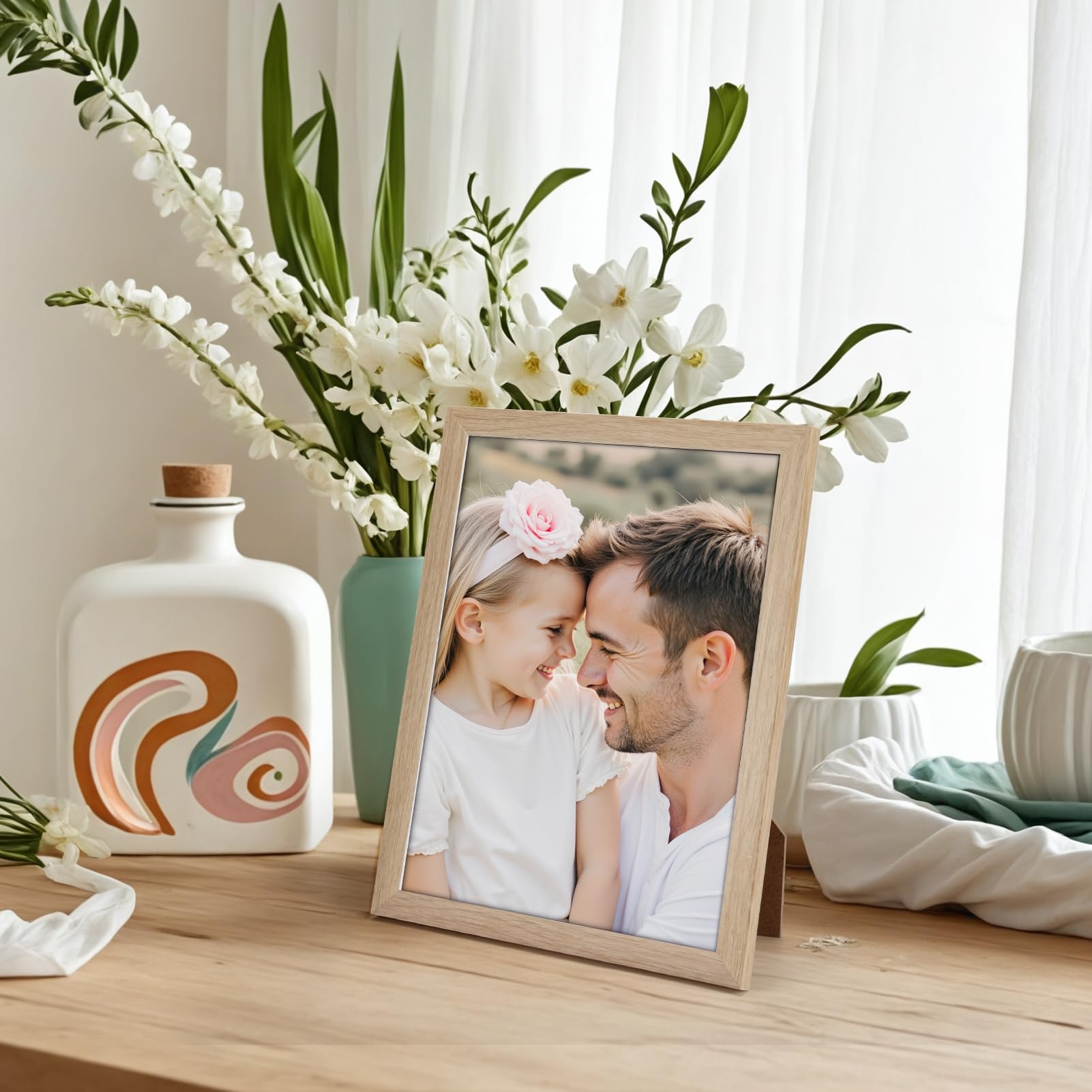 Ditwis 8x6 Photo Frame Wood Colour, Modern Natural Picture Frame for Living Room Bedroom and Office, Wall or Desk Display - Image 3