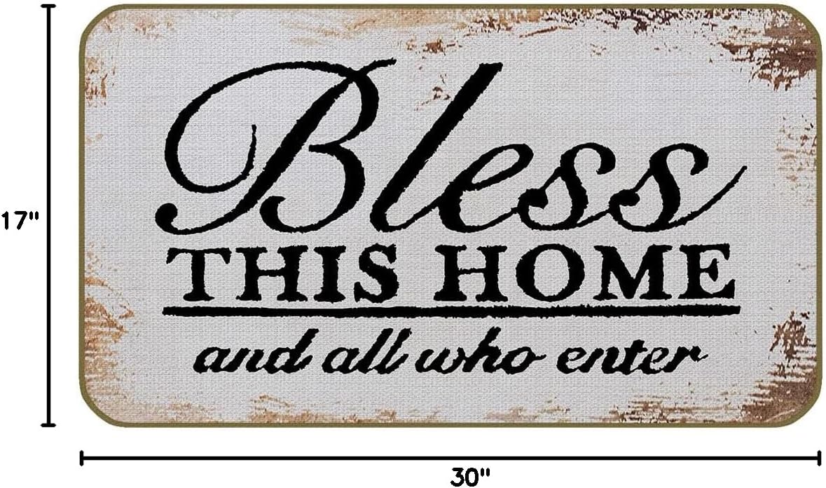 UINHMOP 17''×30'' Blessed This Home and All Who Entered Retro Welcome Decorative Doormat,Farmhouse Religious Home Floor Mats,Farmhouse Decor for Home Front Door Porch Garden Patio Yard Outdoor Indoor