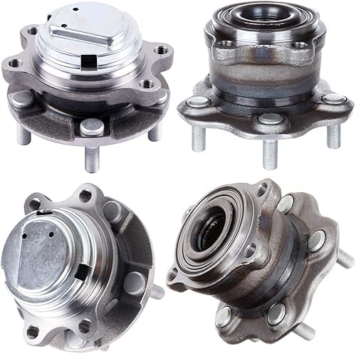SCITOO 4 unidades de cojinete de rueda delantera y trasera 513334 512379 para Nissan 370Z 2009-2013 WABS 5 lengüetas