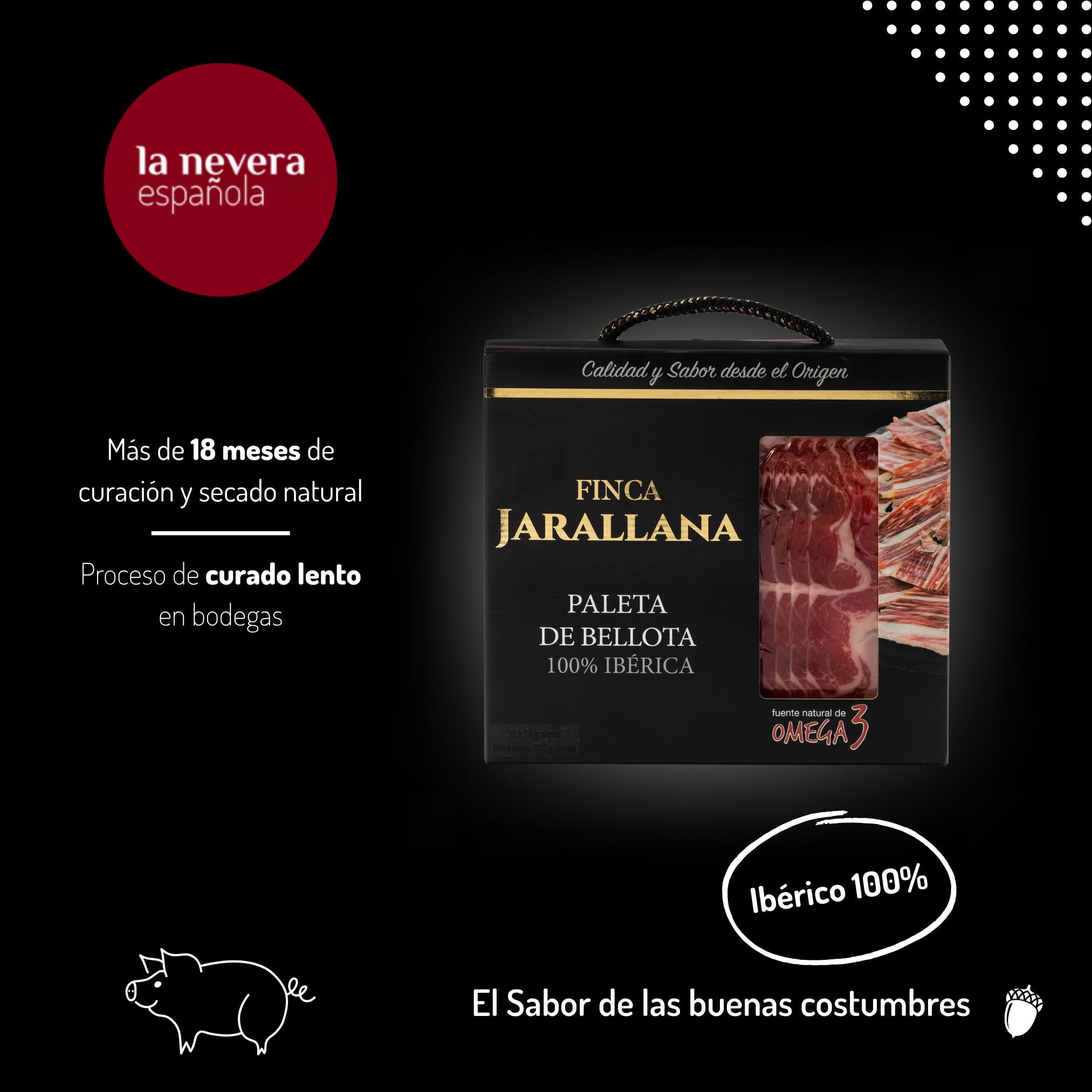 Prosciutto 100% iberico di ghianda, affettato e stagionato (6x70g) - Prosciutto spagnolo di ghianda, delizia per buongustai