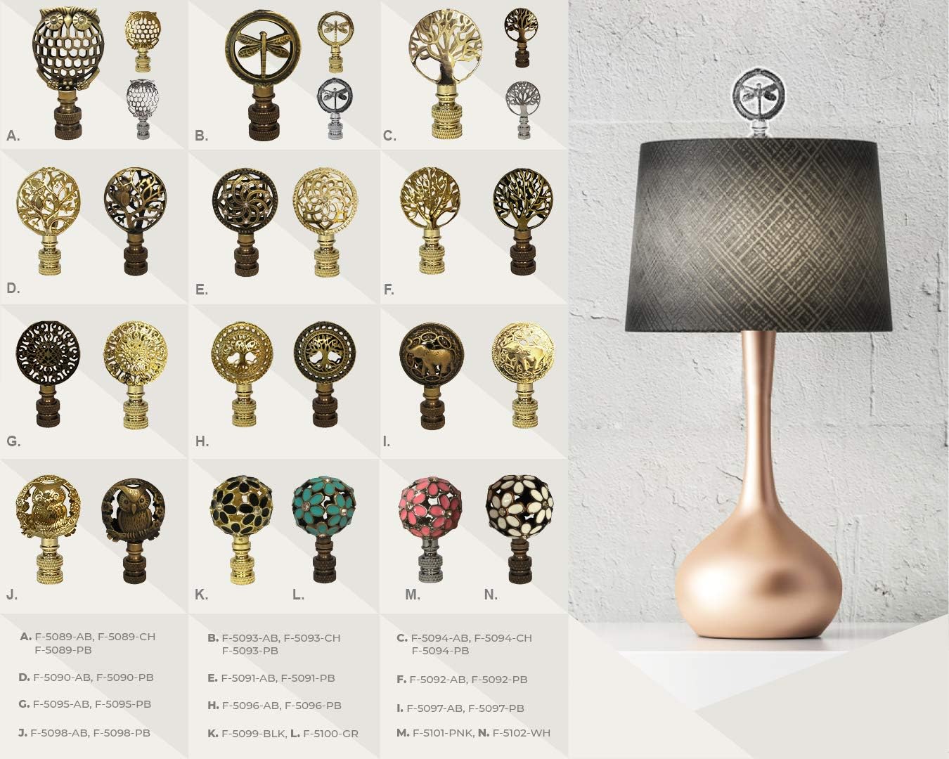 Royal Designs, Inc. Decorative Studded Abstract Star Lamp Finial, F-5091-AB-1, Antique Brass