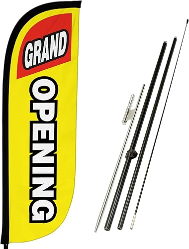 Miniatura 7 de LookOurWay Kit de asta de bandera de plumas, pancarta publicitaria de 7 pies de alto con juego de poste de fibra de vidrio y pico de tierra para