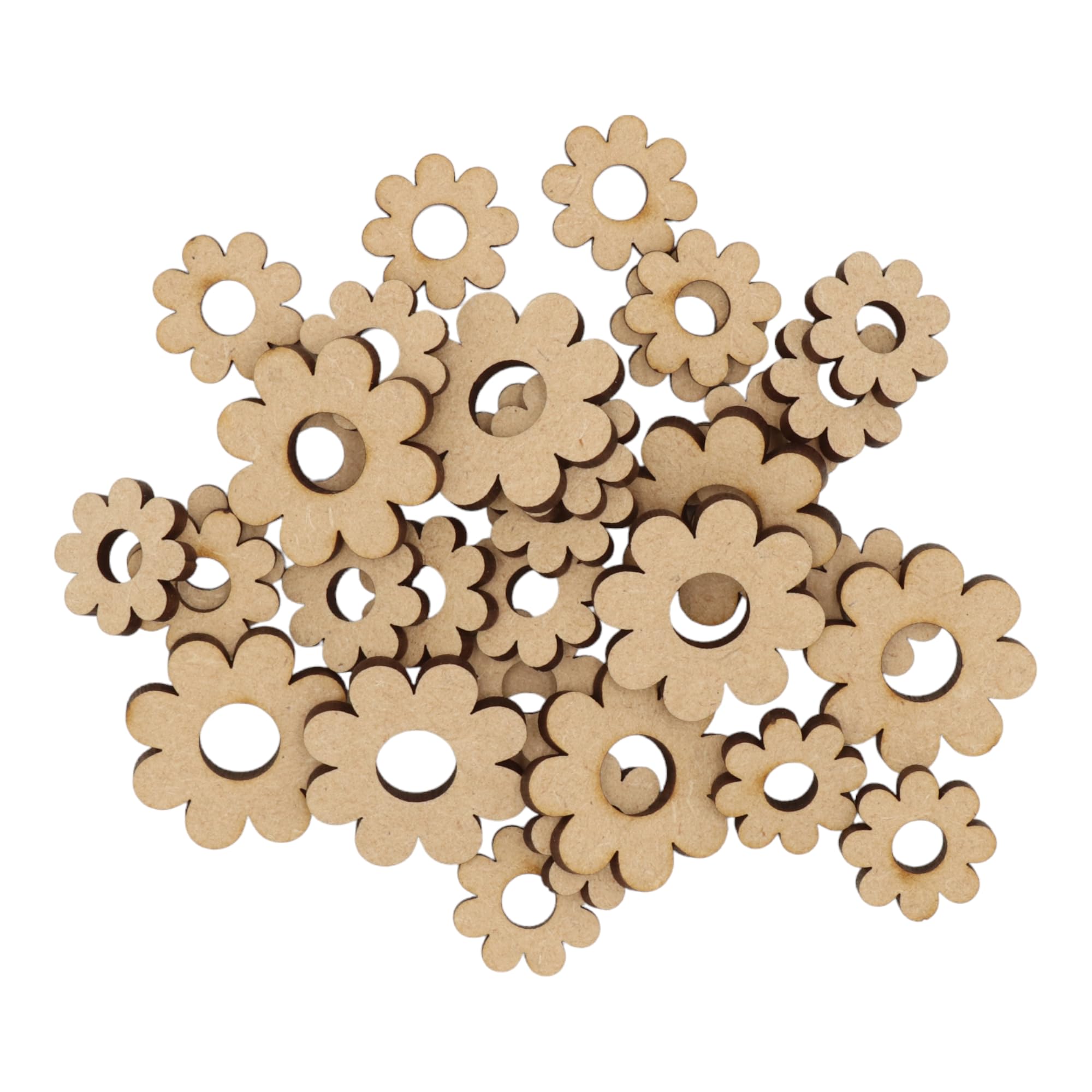 Wooden Daisy Flower S4 Multiple Sizes - MDF Craft Shape Blank Decoration Embellishments Laser Cut DoodleTech (Size: 100mm / Pack: 25)