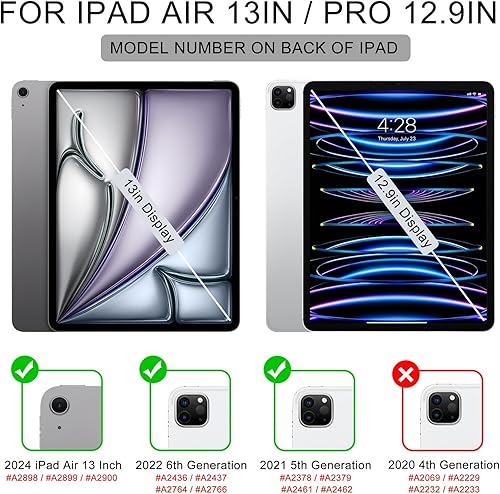 Miniatura 2 de Soke Funda para iPad Air de 13 pulgadas (M2) 2024, iPad Pro 12.9 2022 2021 (6 5 generación), soporte delgado y triple pliegue + encendido y apagado