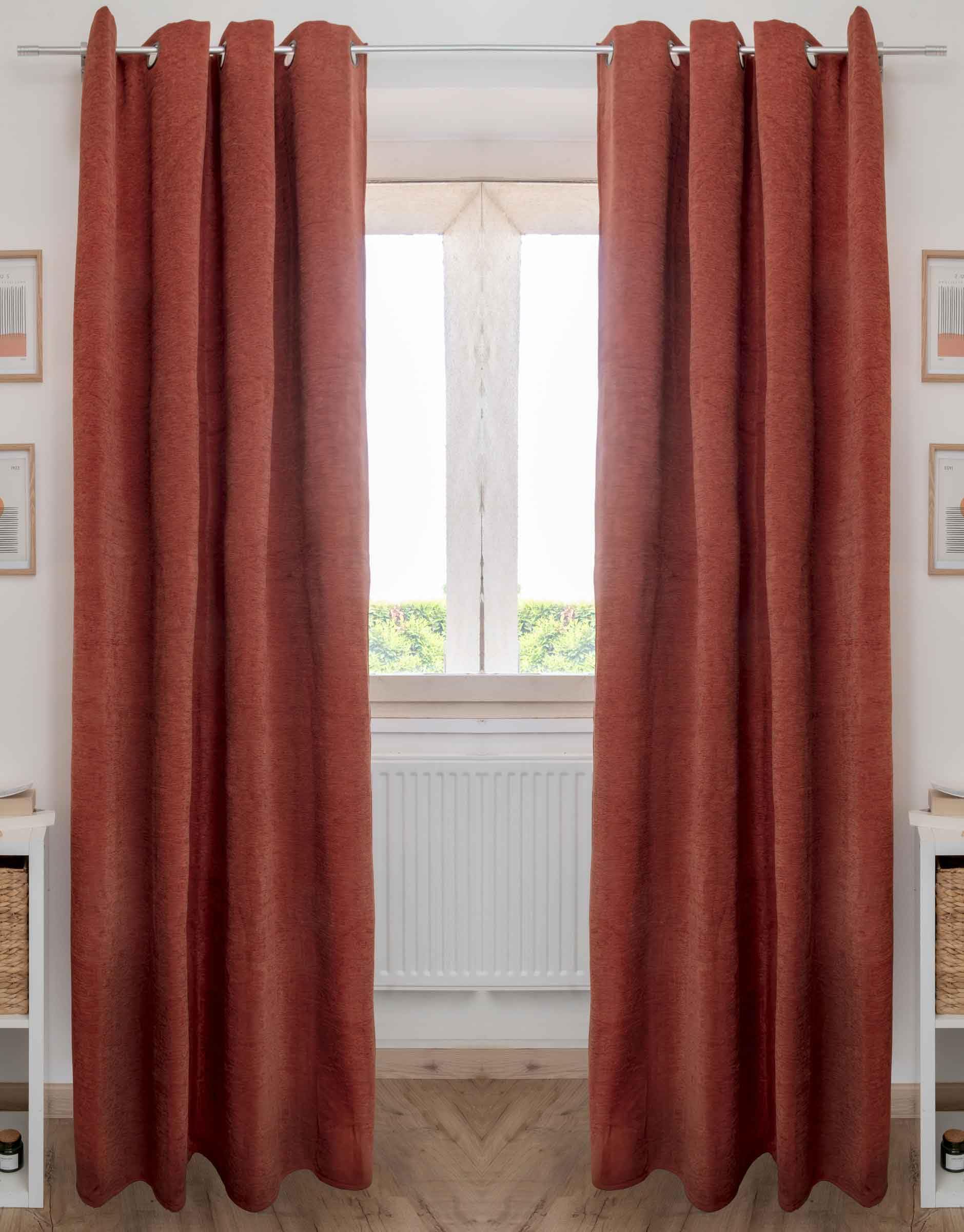 Rideau occultant phonique et Thermique Chenille doublé Polaire 140 x 240 cm Osiris Le Fil d'Ariane (Terracotta)