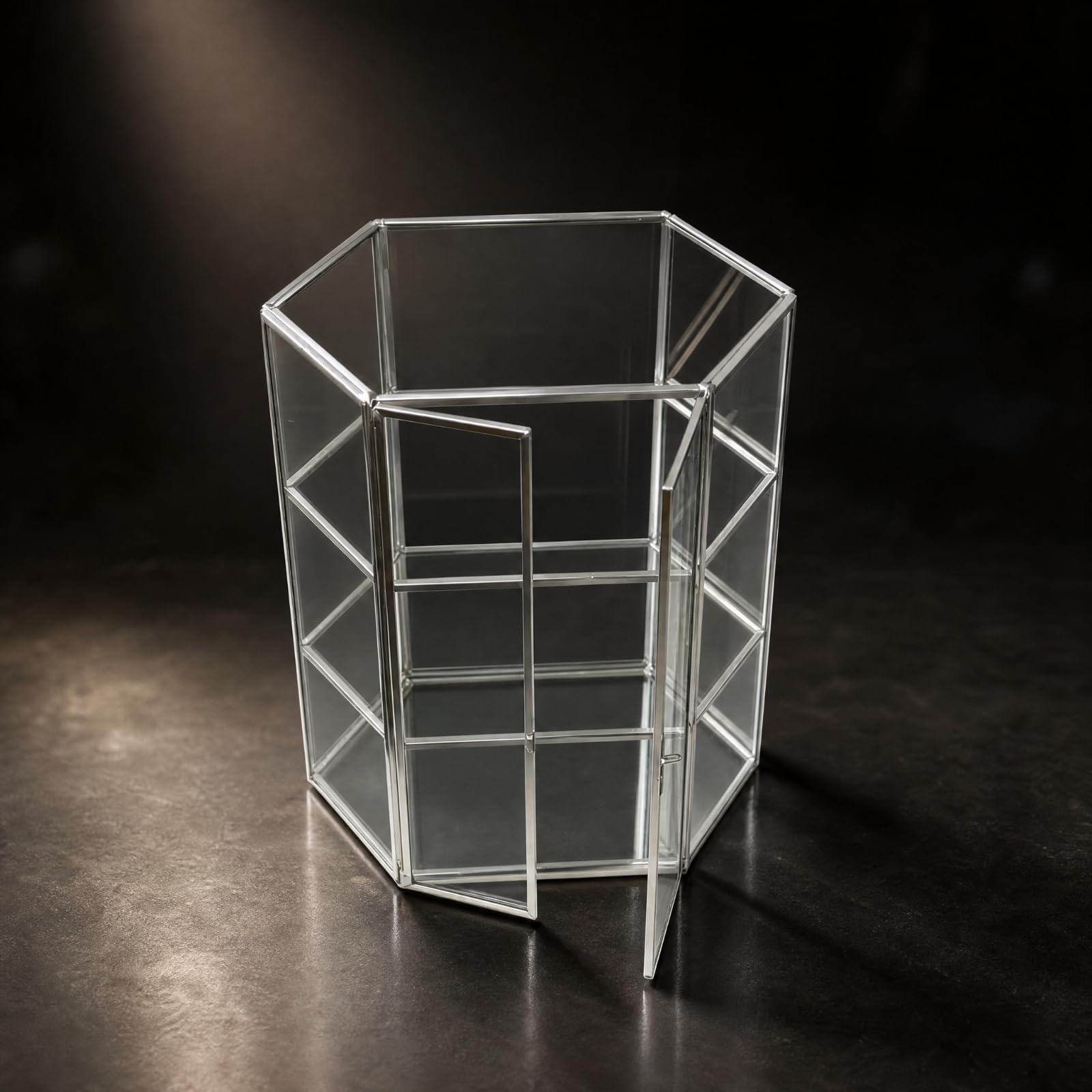 Colcolo Maquillaje Multiusos Organizador Hexagonal Vidrio y Metal Compacto para Baño, Plateado
