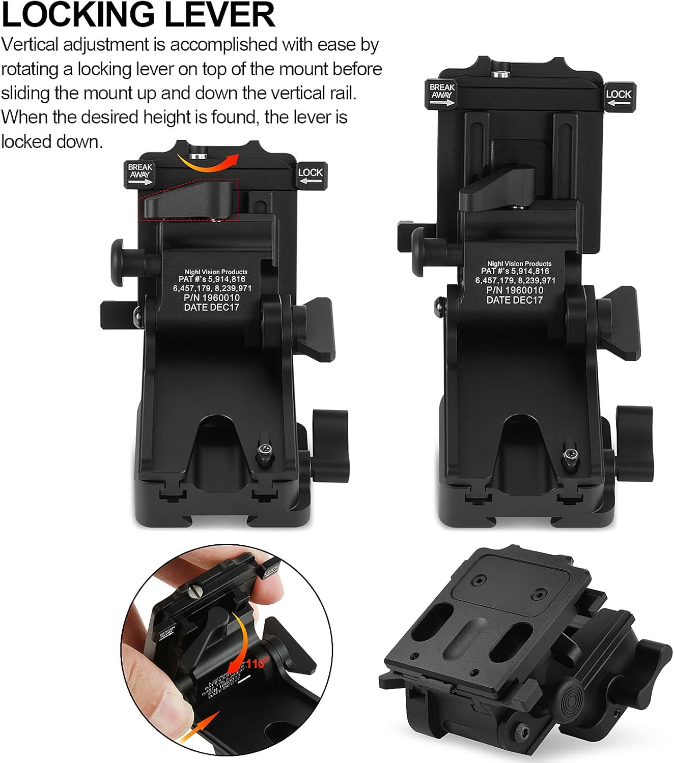 Gexmil Night Vision Goggles NVG Mount Aviation Grade Aluminum Fast Helmet for PVS14/PVS18/PVS15/PVS7