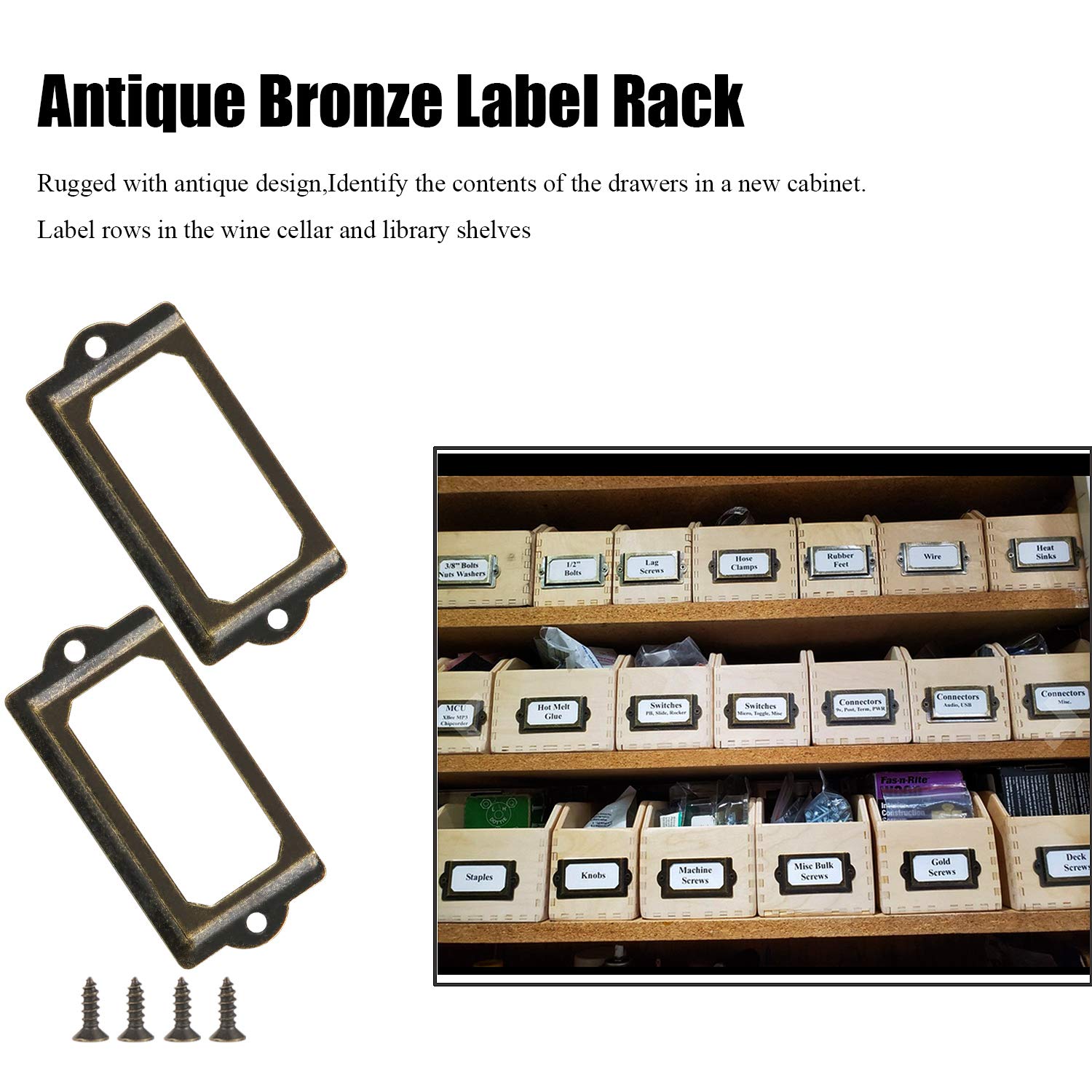 Kyrio 30Pcs Metal Label Holders Furniture Drawer Card Holder