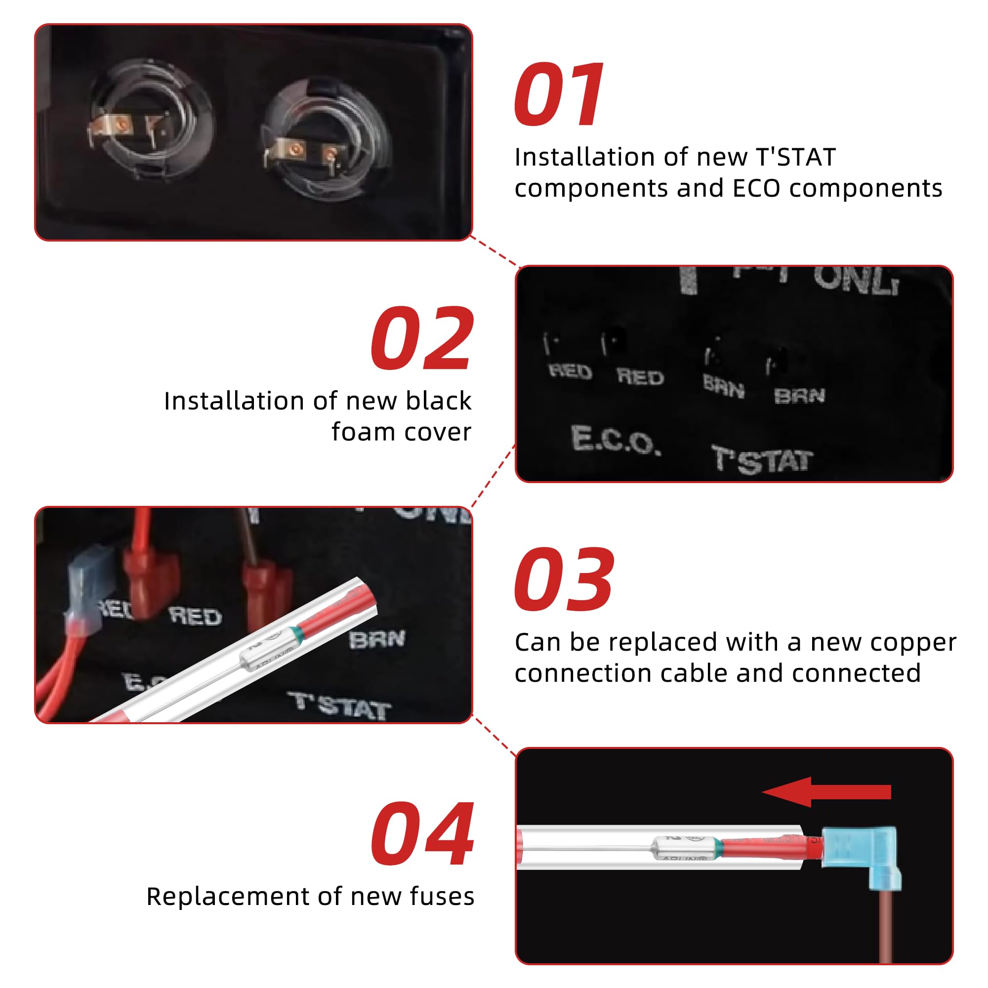 AMI PARTS Kit di taglio termico per scaldabagno 93866, parte di ricambio per WC, accessori mobili per camper, lavori di ricambio per auto su scaldabagno elettronico (4 pezzi)