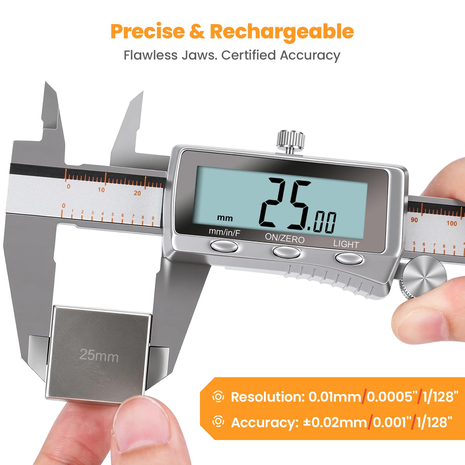 HARDELL Calibro a corsoio digitale, strumento di misurazione ricaricabile con display LCD retroilluminato, tutte le pinze in metallo, micrometro digitale con spegnimento automatico, pollici/mm