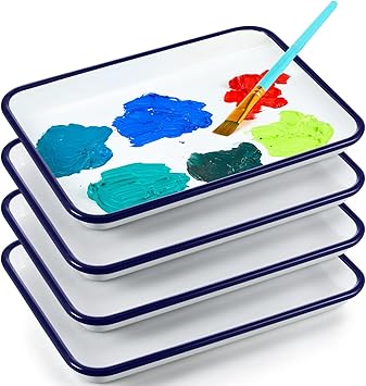 Zhehao 4 Pcs White Butcher Tray Palette Rectangular Serving Tray