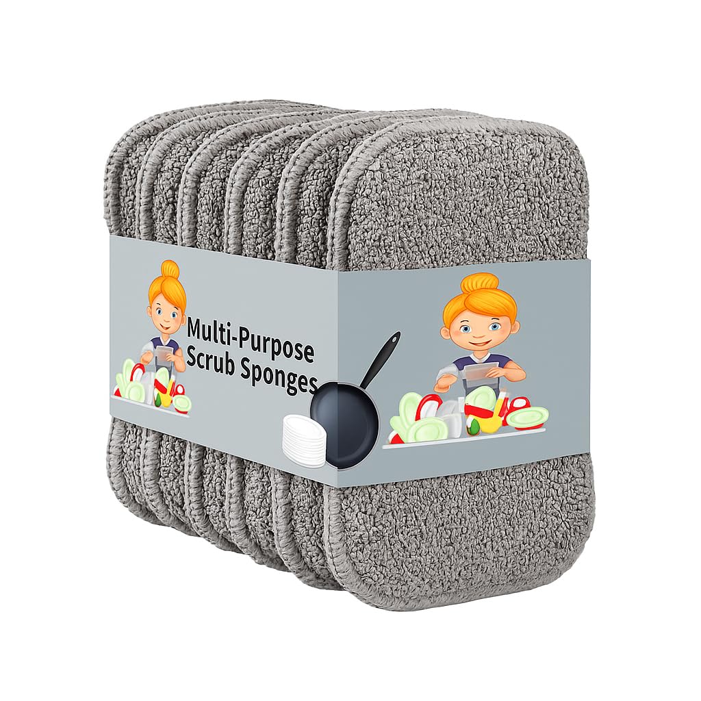 LUME & LIVING Multi-Purpose Scrub Sponge Pad – Non-Scratch Reusable Microfiber Scrubber for Kitchen Utensils, Dish Wash, Bathroom Cleaning, Steel Wool Alternative, Scrub Wipes & Pads-image-17