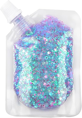 GL-Turelifes Gel de purpurina corporal, fácil de aplicar y quitar, 1.7 fl oz de lentejuelas de sirena, purpurina gruesa para cuerpo, cara, cabello,