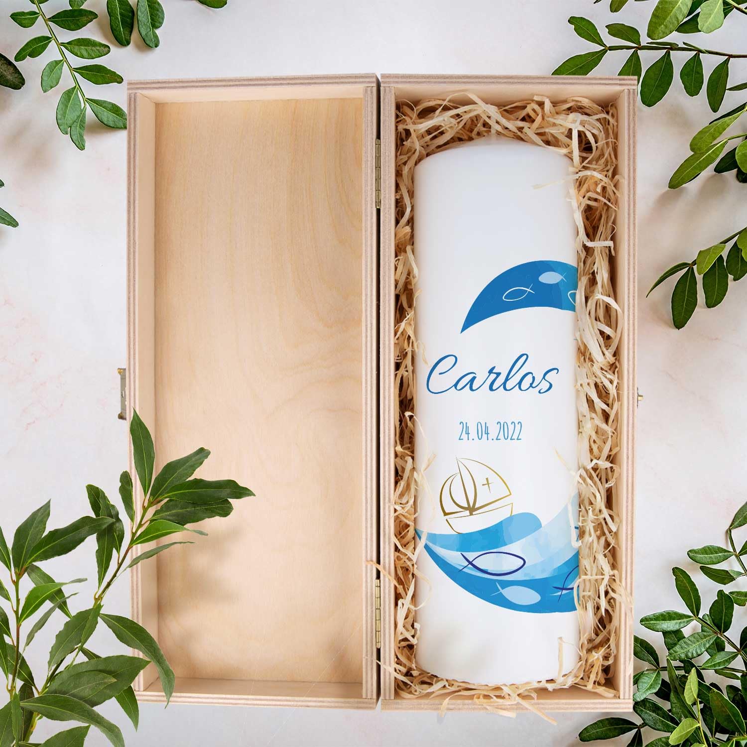 GRAVURZEILE Candela stampata – Candela per battesimo – Candela stampata brillante per battesimo – regalo di battesimo personalizzato per ragazze e ragazzi – Candela pilastro di alta qualità 250/80 mm
