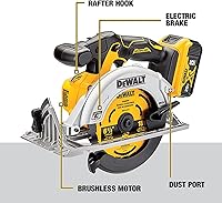 Vista 4 de DEWALT 20V MAX* Circular Saw, 6-1/2-Inch, Cordless, Battery and Charger Included (DCS565P1)
