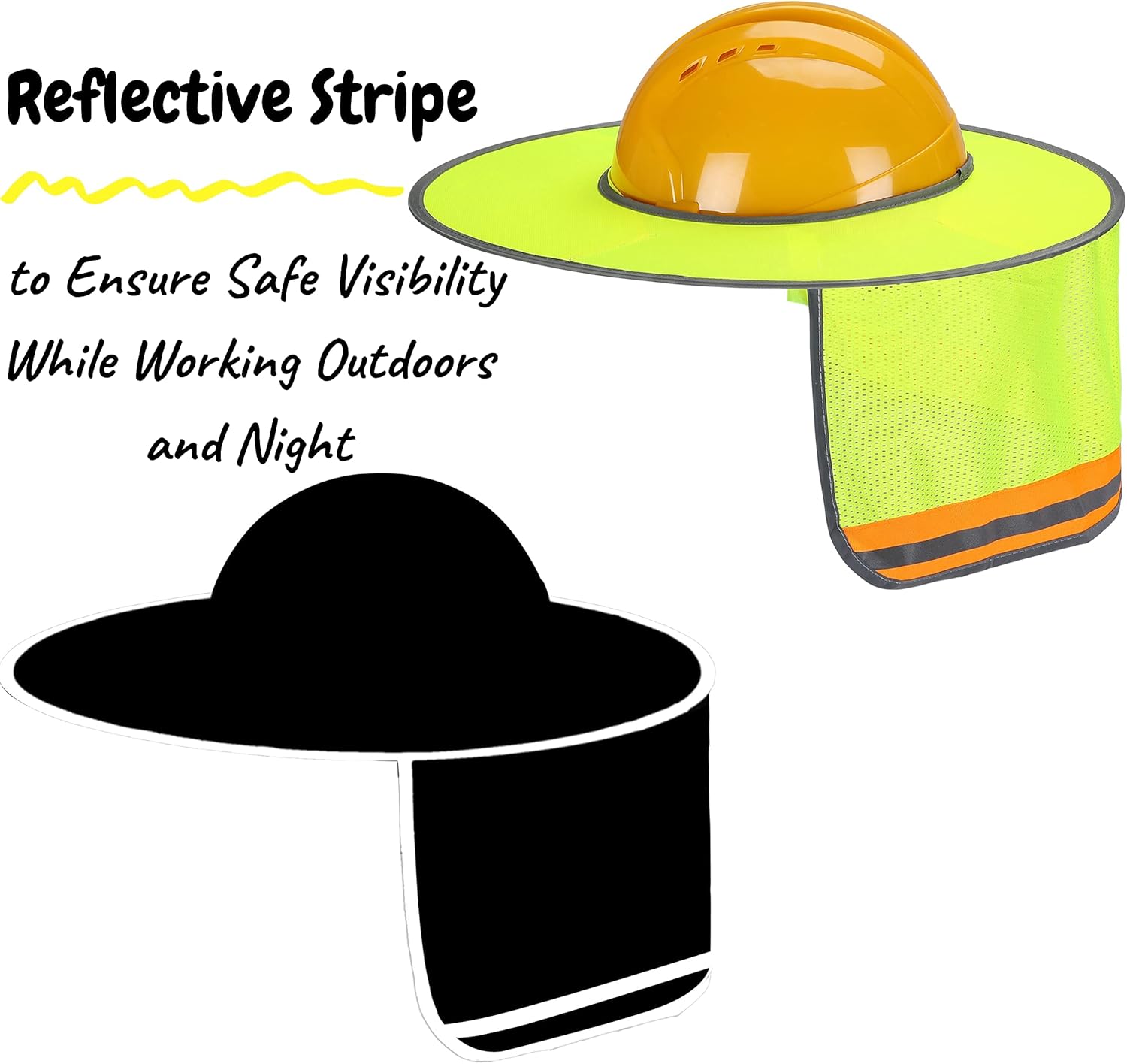UNCO- Hard Hat Sun Shield, Full & Standard Brim Mesh Sunshade High Visibility Reflective, Hard Hat Sun Shade, Hard Hat Accessories, Hard Hat Visor, Hard Hat Shade, Hard Hat Neck Shade. : Tools & Home Improvement