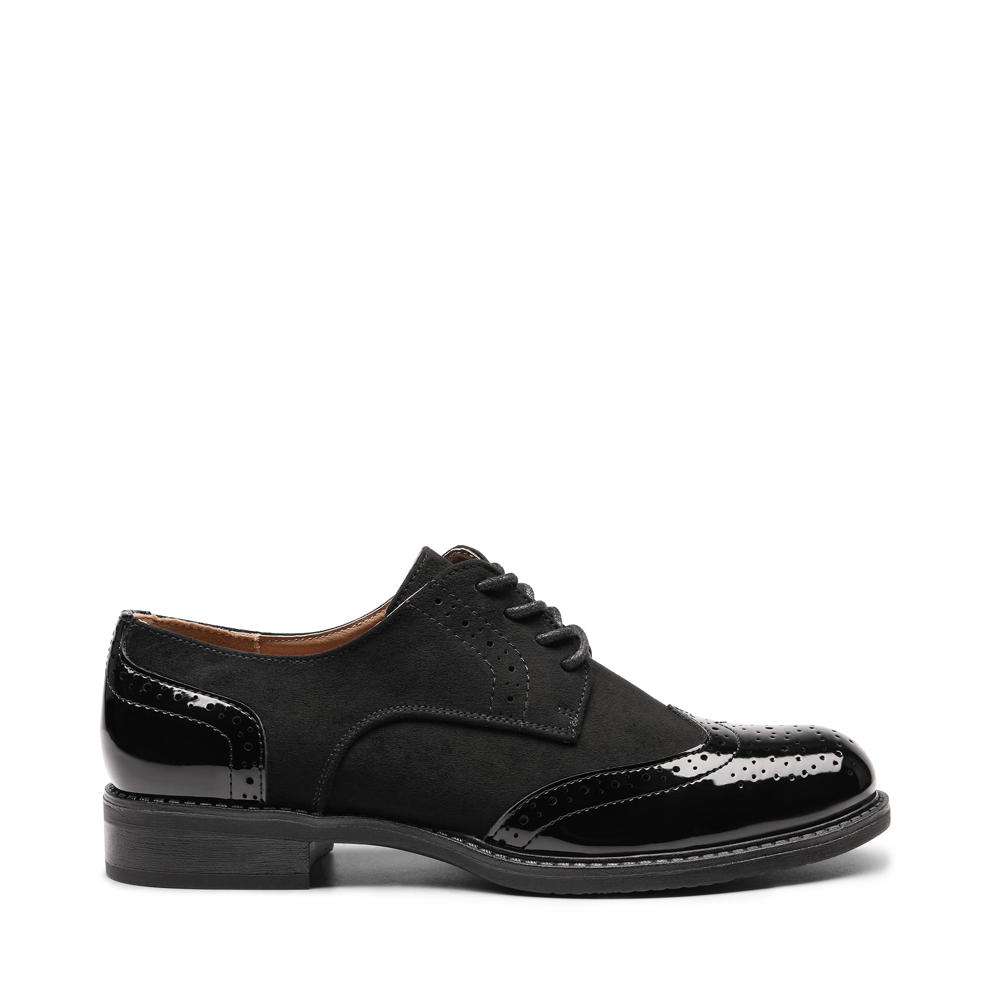 DREAM PAIRS Oxfords pour Femmes Derby Richelieu en Simili Cuir Vernis Chaussures Lacets