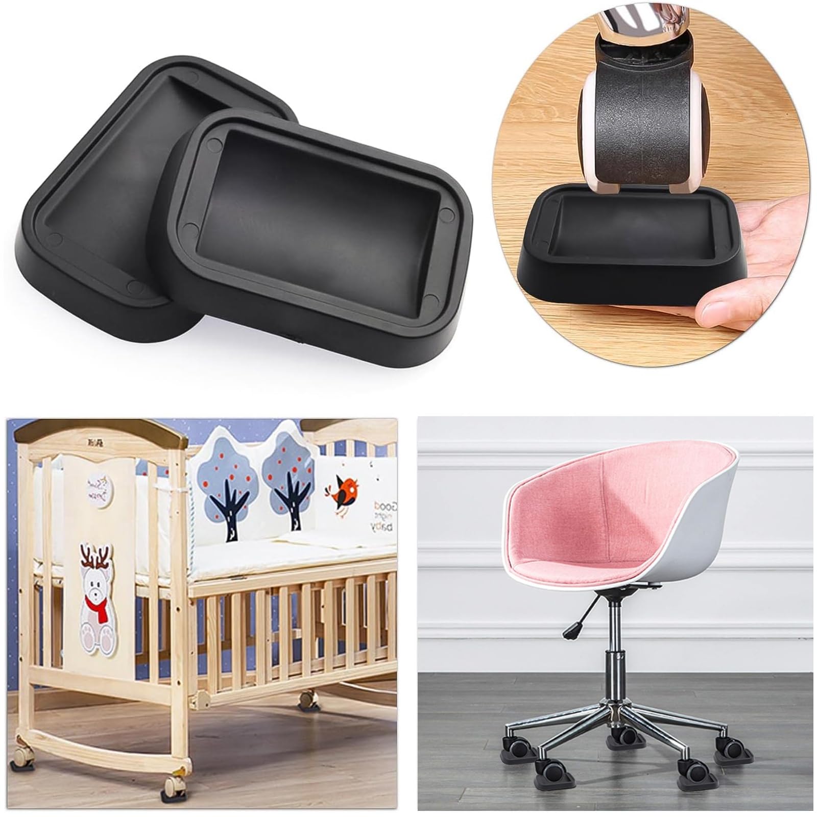 4 stuks antislip meubelonderzetters, meubelstoppers, antislip pads voor meubelwielen, pianoonderzetters, vloerbeschermers voor stoelen, voor alle vloeren en wielen, banken, bed