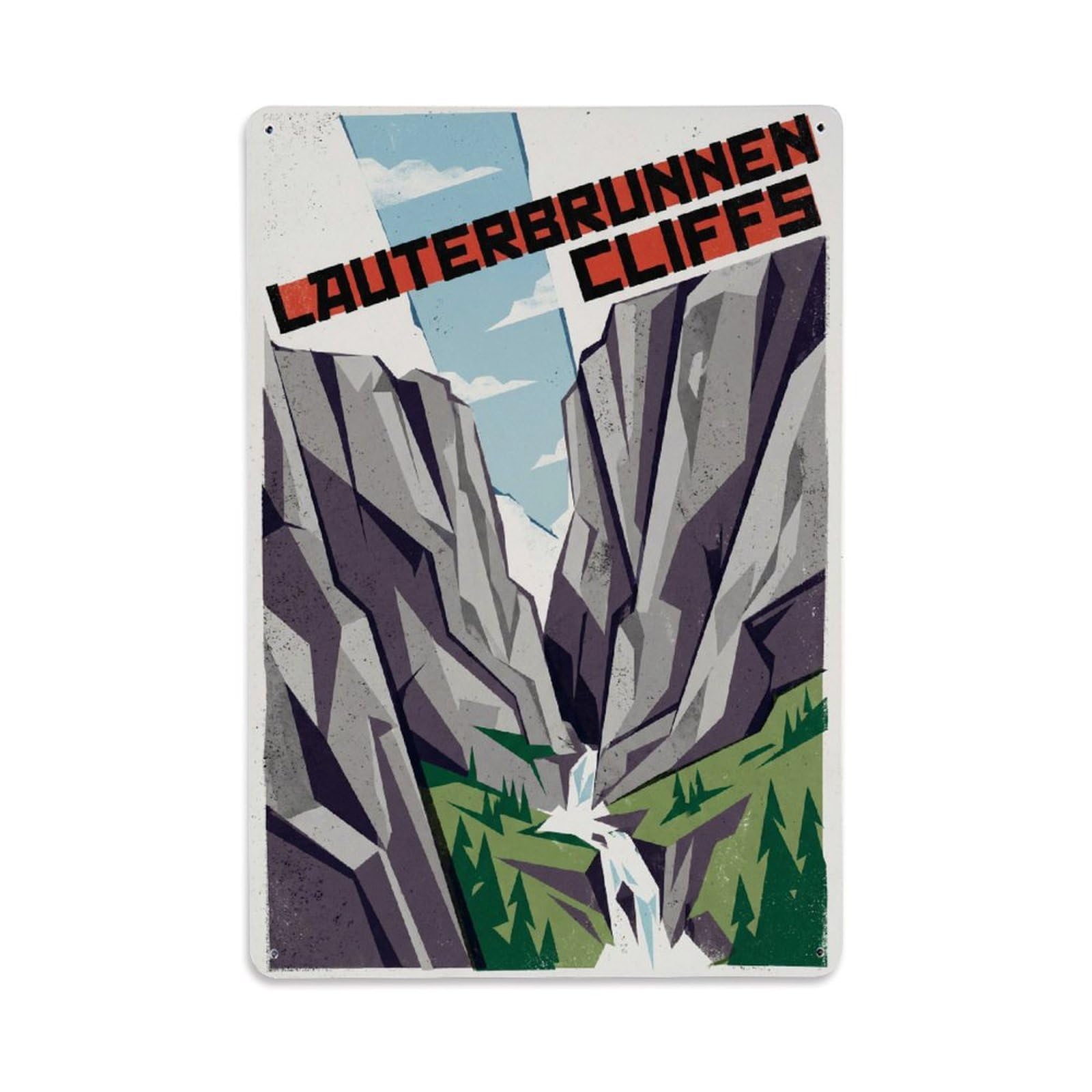 Gead 8X12inch Style Vintage Travel Switzerland Cliff Walls Metal Tin Sign