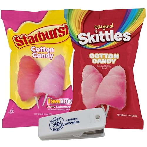 Starbust & Skittles Cotton Candy - (bolsas de 3.1 onzas, paquete de 2) - Delicioso sabor familiar a caramelo - Bocadillo dulce y aireado - Fabricado
