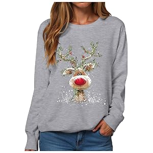 Christmas Sweatshirts for Women 2025 Xmas Sweater Funny Merry Sweat Shirt Xmas Holiday Long Sleeve Pullover