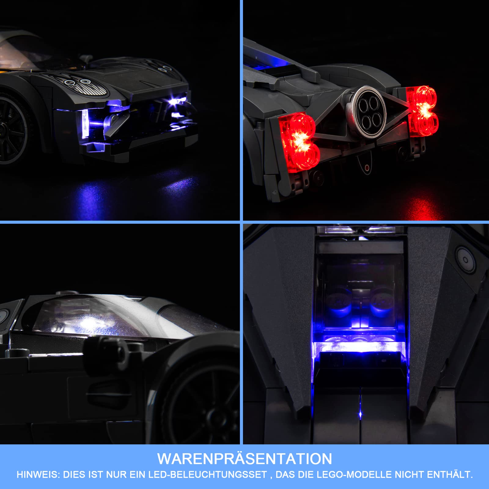 LocoLee Led Licht Set Kompatibel mit Lego Pagani Utopia (Kein LEGO-Set), Led Beleuchtungs Set Compatible with Lego 76915 Speed Champions Pagani Utopia - Nur Lichter Set