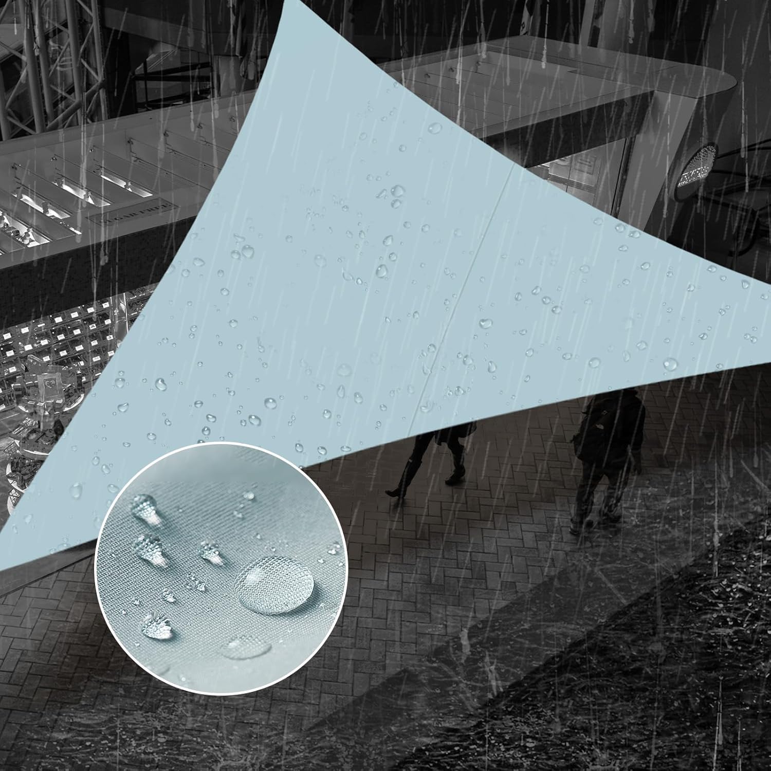 SUNNY GUARD Waterproof Sun Shade Sail 16' x 16' x 16' Sky Blue Triangle UV Block Sunshade for Backyard Yard Deck Patio Garden Outdoor Activities and Facility(We Make Custom Size)