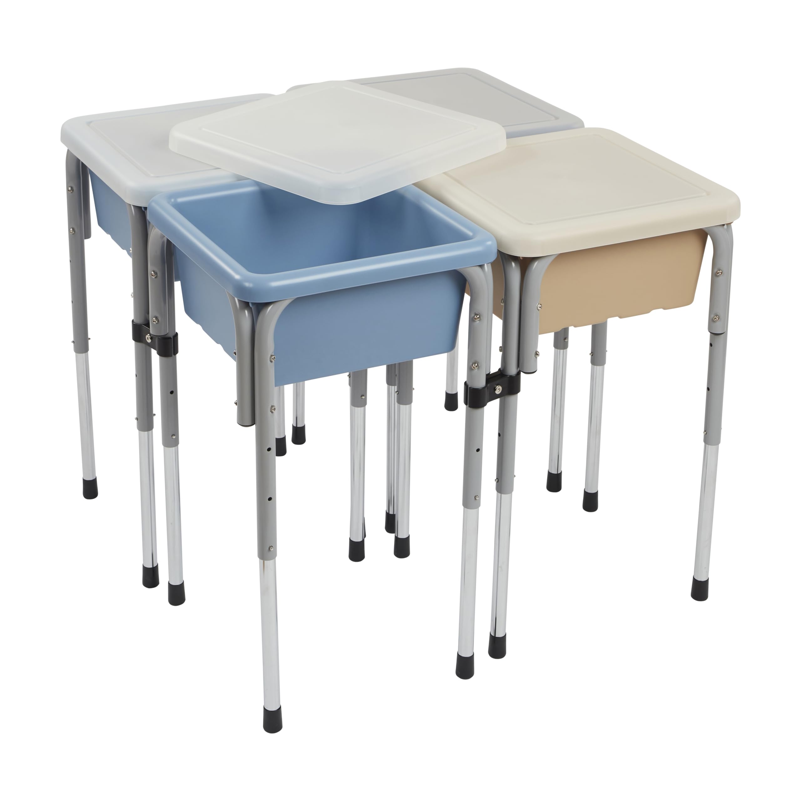 ECR4Kids 4-Station Sand and Water Adjustable Play Table, Sensory Bins, Sand/Powder Blue