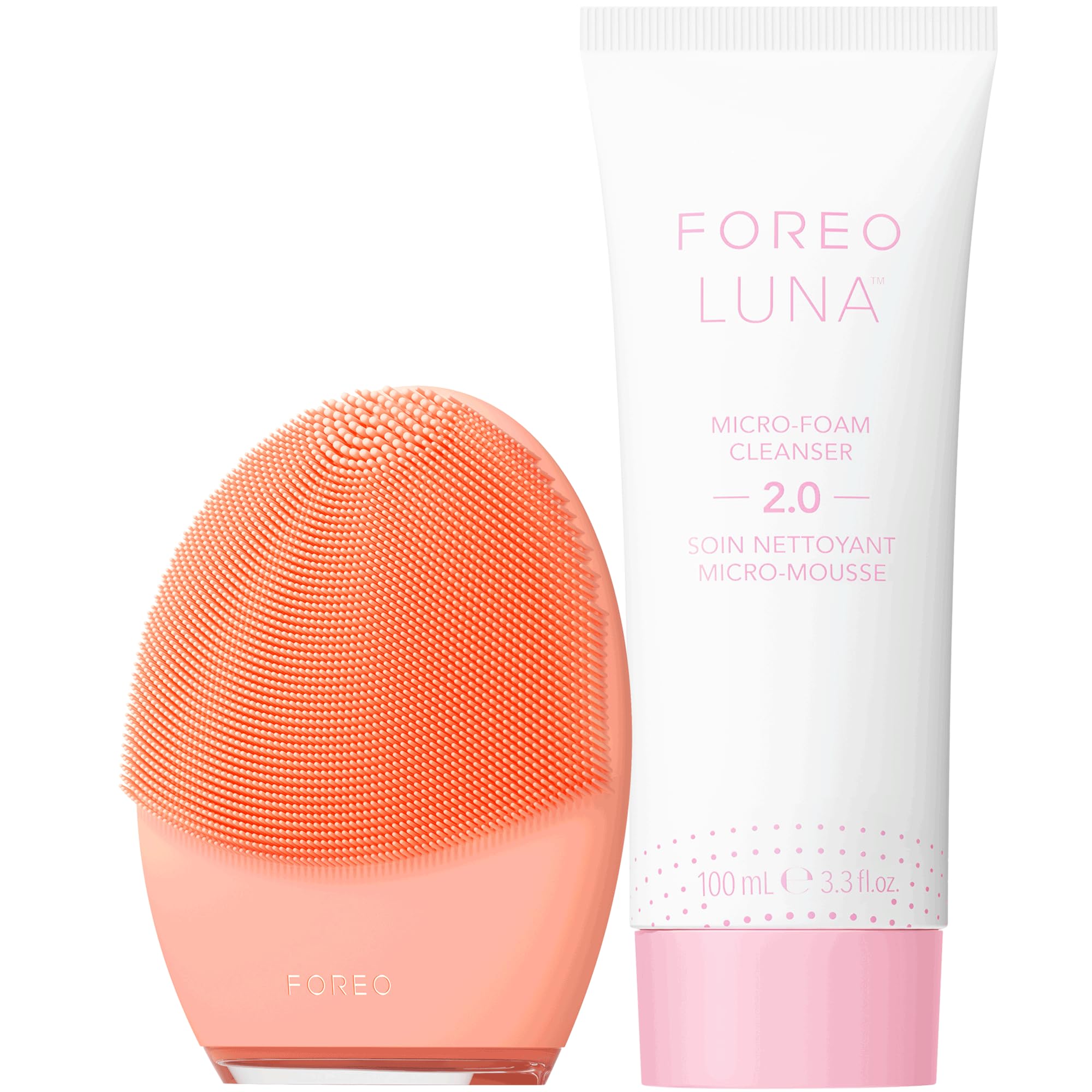FOREO LUNA 4 Gesichtsreinigungsbürste + Micro-Foam Cleanser 2.0 100 ml Set | Gesichtsreinigungsbürste, Silikonbürste, Gesichtsreiniger, Reinigungsschaum, Empfindliche Haut, Sanftes Peeling