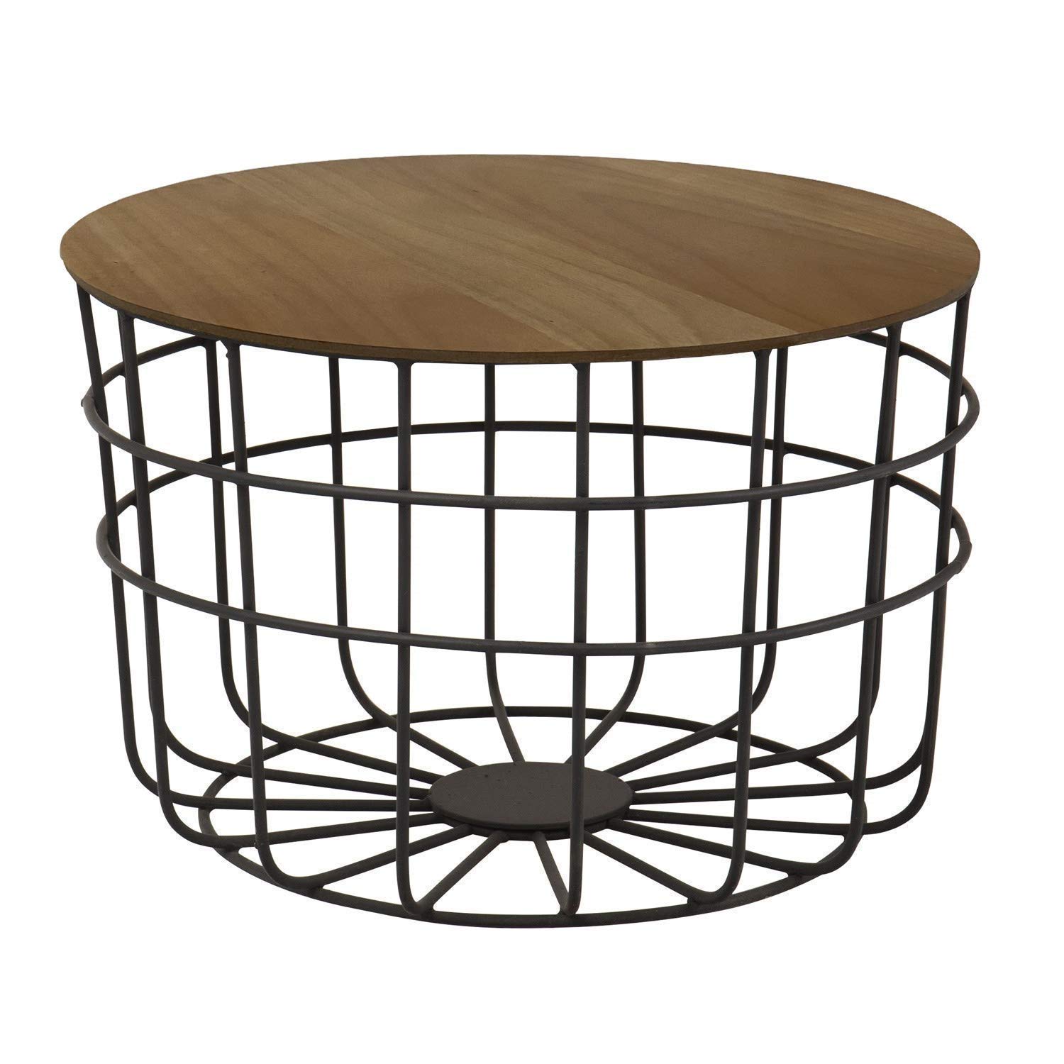 Priti Casual Iron Round Glossy Coffee Table for Living Room Central Table Size:-61x61x44 cm;Black, Brown