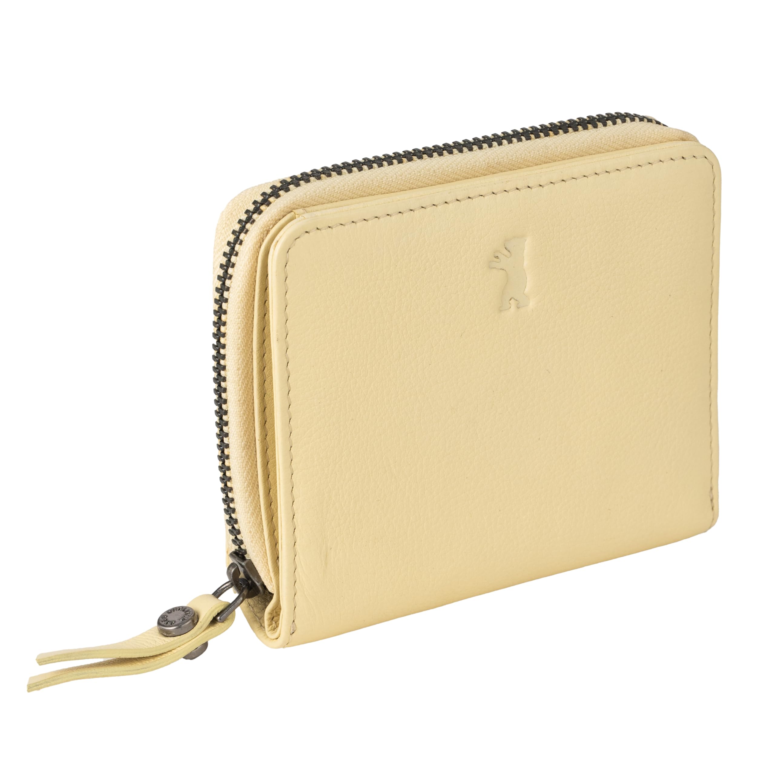 Berliner Bags Portafoglio Donna Sara in Vera Pelle Pieno Fiore, Compatto con Zip e Portamonete, Protezione RFID, 8 Carte – Amarillo