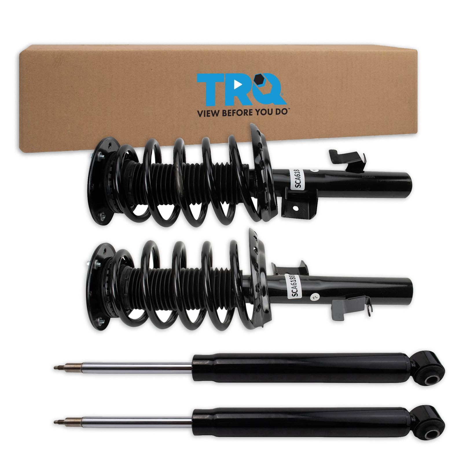 TRQ Front and Rear Complete Strut Assembly &amp; Shock Absorber Kit Complete Strut &amp; Coil Spring Assembly Compatible with 2010-2016 Volvo XC60