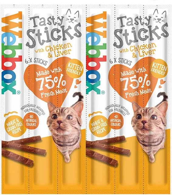 Webbox Cat Treat Chicken & Liver pack of 6 sticks, 30g