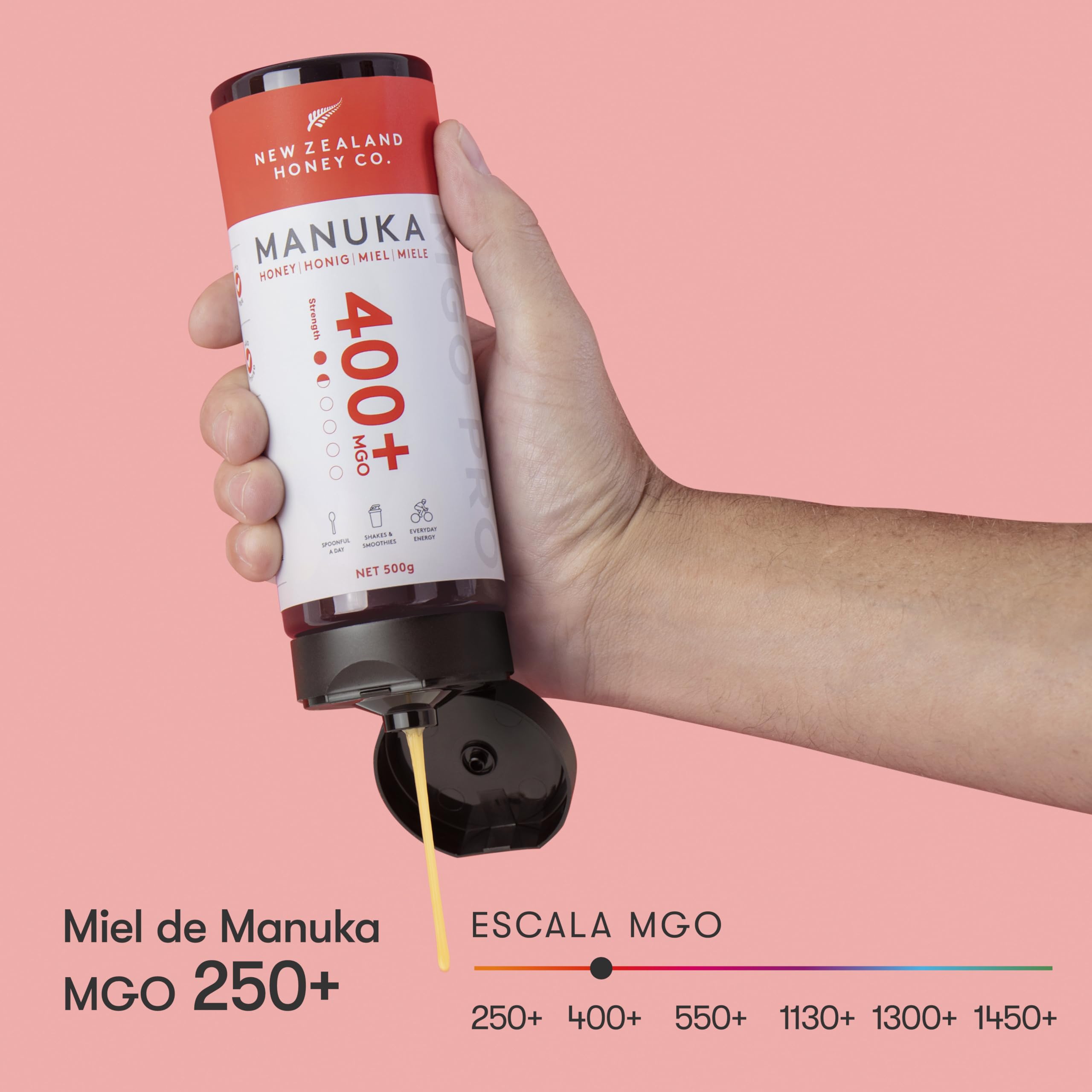 New Zealand Honey Co. Miel de Manuka MGO 400+ | Nueva Zelanda Miel 100% Pura y Saludable | 500g