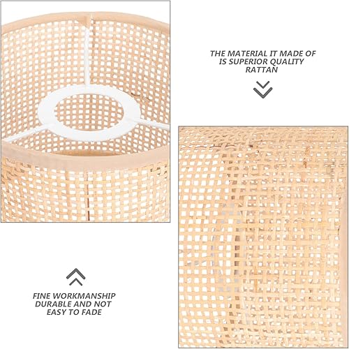 Miniatura 9 de Cabilock Pantalla de lámpara de ratán para lámpara colgante pantallas de lámpara bohemias de repuesto cilíndricas tejidas para lámparas de pie,