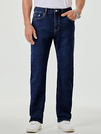 JMIERR Mens Jeans Regular Straight Fit Casual Stretch Denim Pants