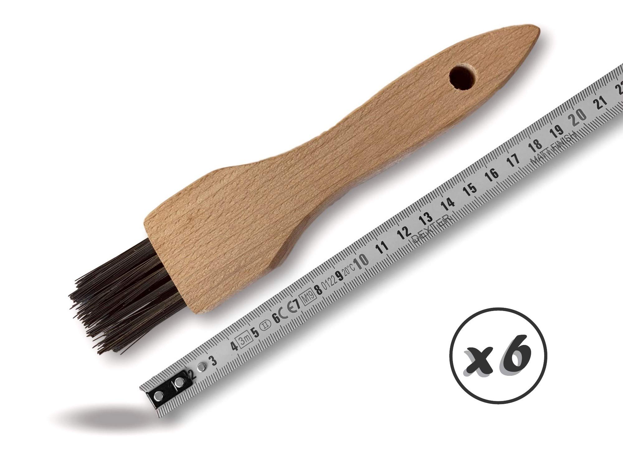 Kibros Lot 6 pinceaux brosses acier trempé dur 2 rangs manche bois