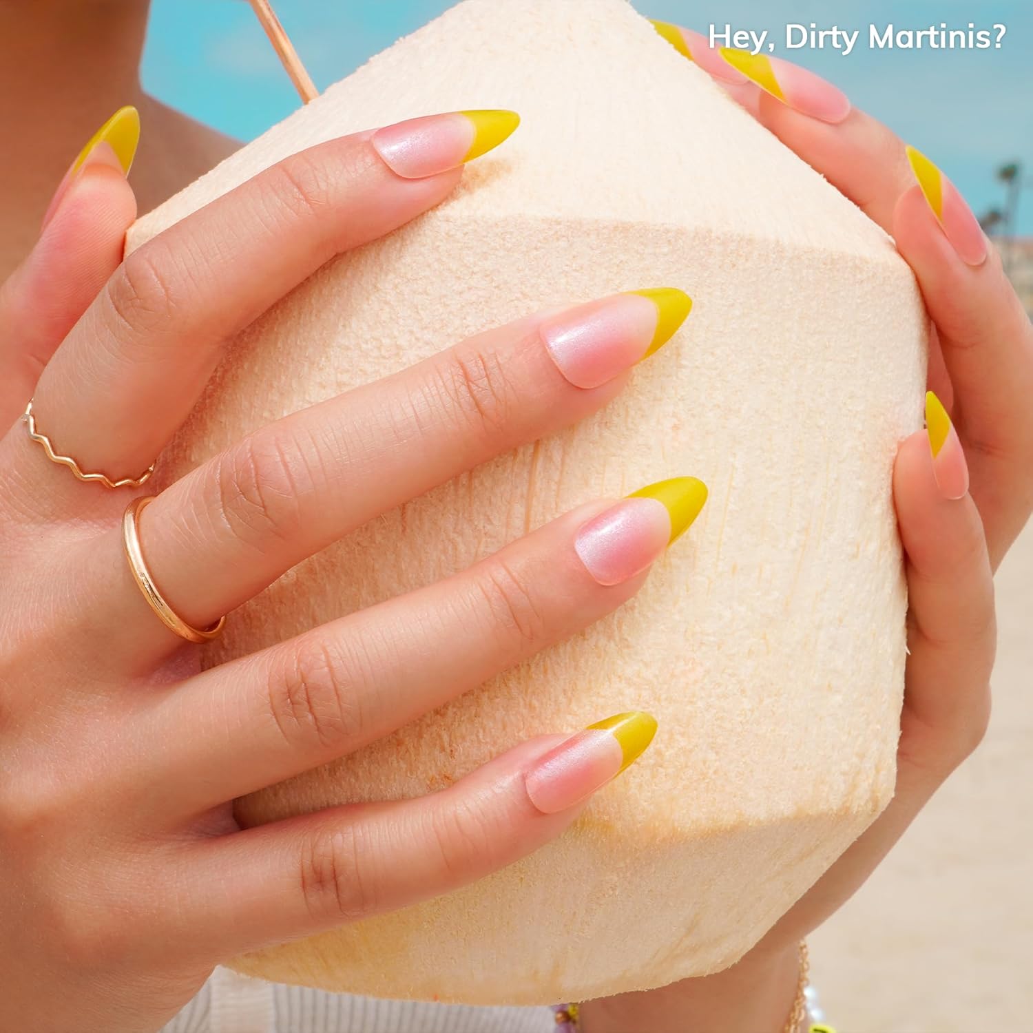 Essentials Bundle - Semi Cured Gel Nail Strips (Hey, Dirty Martinis) + Top Gel [2 Pack]