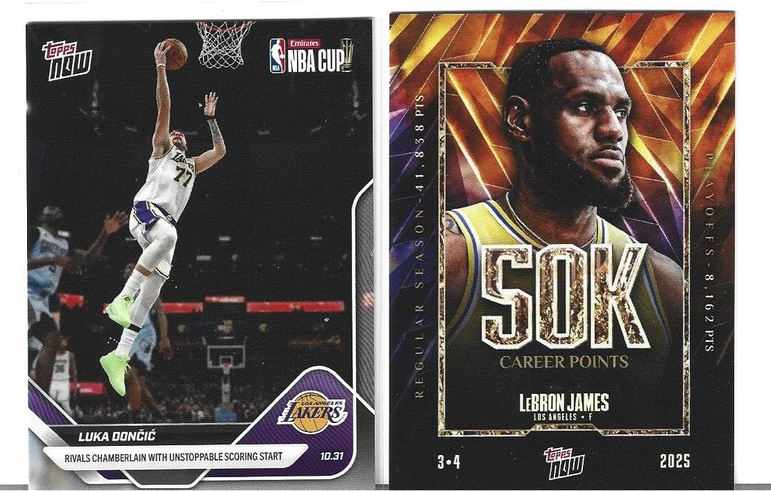 Luka Doncic And Lebron James 2 Card Basketball Lakers Commemorative Lot Historic Scoring Streak By Luka & Lebron Becomes First Player To Score 50k Points. You Will Receive Both cards