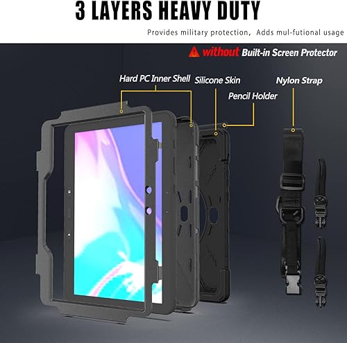 Miniatura 7 de Funda para Samsung Galaxy Tab Active Pro 10.1 pulgadas SM-T540SM-T547, 360 grados giratorio Kickstand mano correa de hombro resistente a prueba de