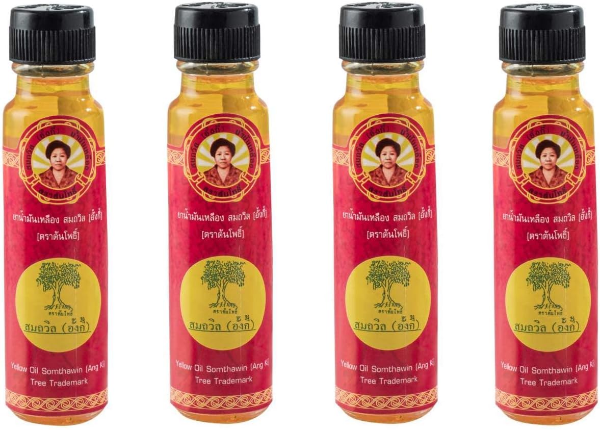 Somthawin Angki Hotel Spa Natural Thai Aroma Authentic Thai Herb Yellow Oil 24c (Pack 4)
