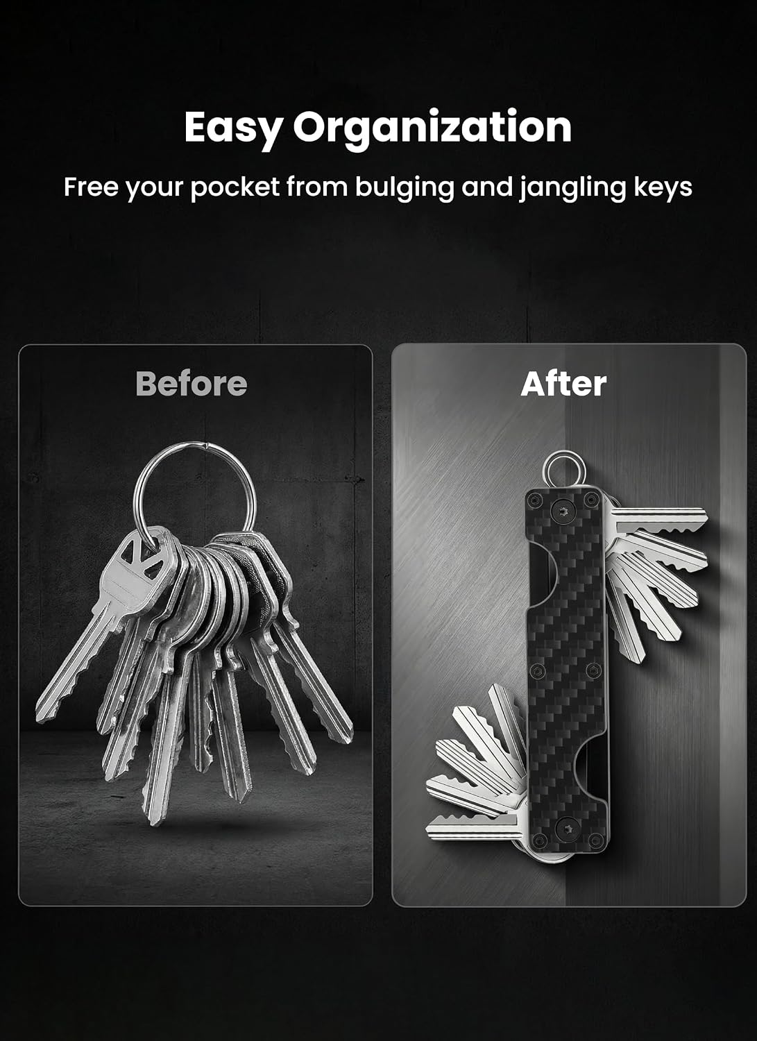 Gugxiom Metal Key Organizer, Double Head Compact Key Holder for Men & Women, Holds Up to 12 Keys - Mini Key Organizer