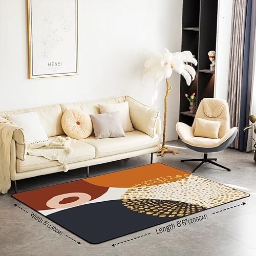 Miniatura 2 de Alfombra geométrica moderna de arte abstracto para sala de estar, decoración de habitación de niños, elegante patrón dorado, alfombra decorativa de