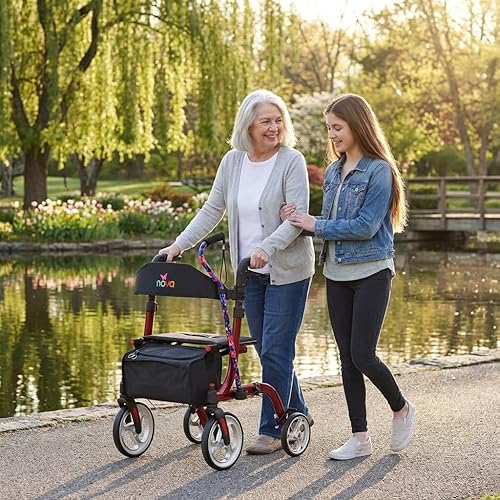 Miniatura 6 de NOVA Medical Products Express - Andador con ruedas grandes de 10 y 8 pulgadas, compacto plegable y de pie, fácil de plegar, levantar y transportar,
