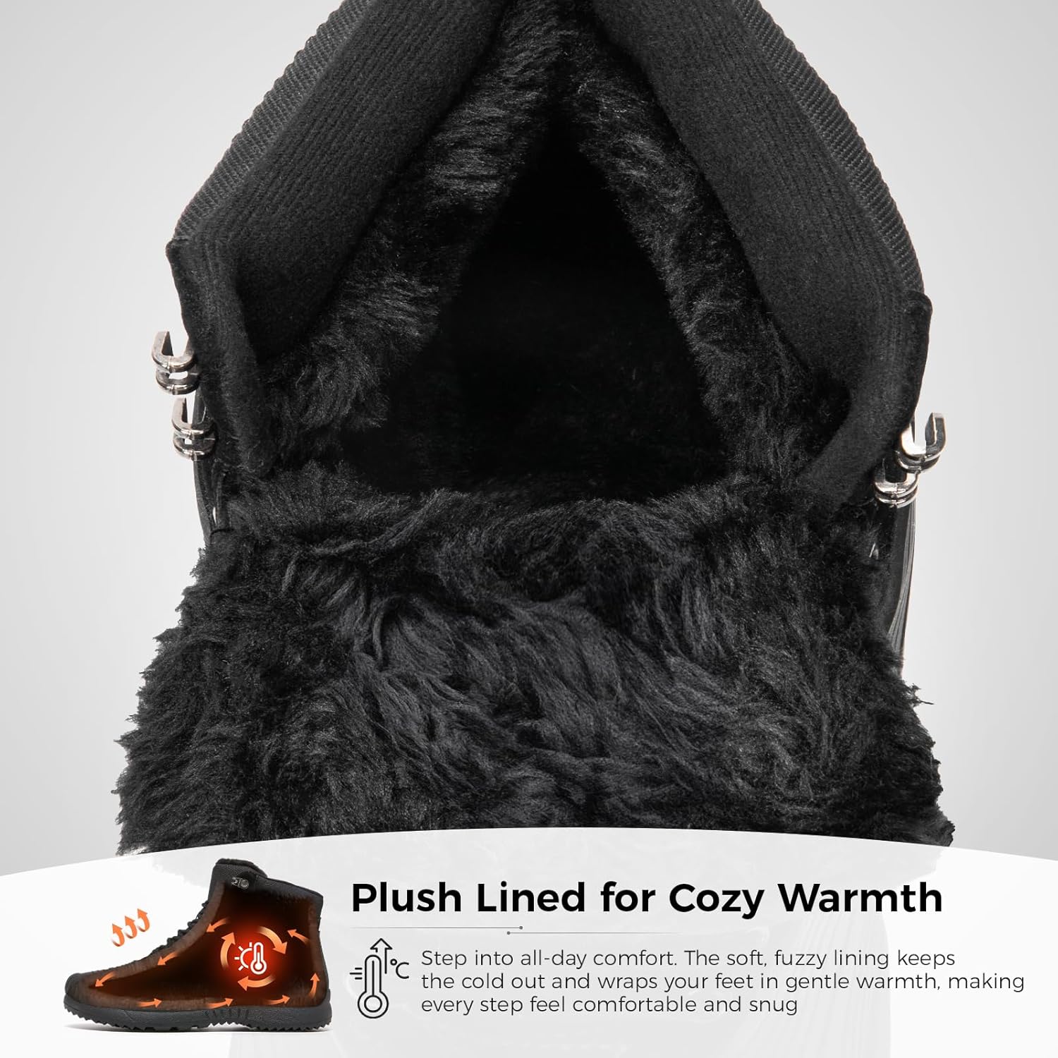 Snow Boots for Women Waterproof Shoes Ankle Fur Lined Booties Warm Insulated Winter Lightweight Shoes - Image 6