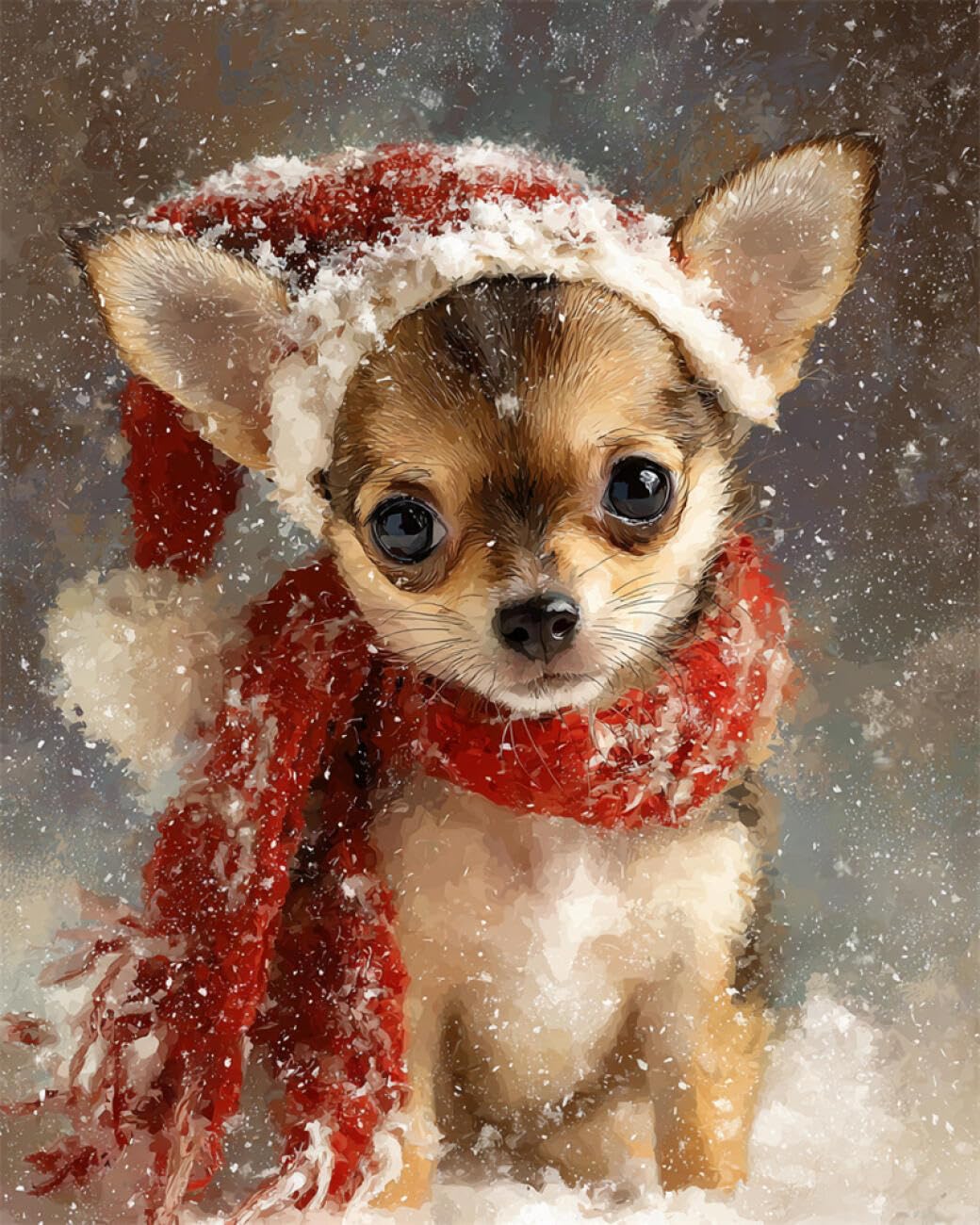 RKFLGEW DIY Bead Embroidery Kit Chihuahua Portrait 30x40cm