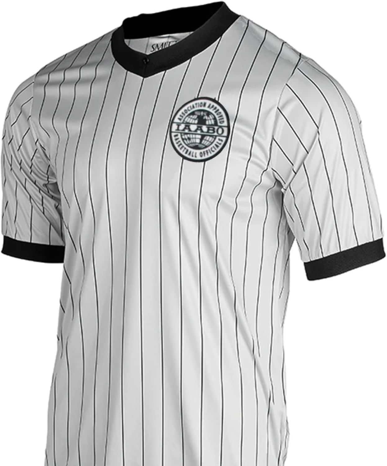 Smitty | I205-WFBK | IAABO Logo Grey V-Neck Wrestling/Basketball Referee Shirt with USA Flag On Back Official's Choice