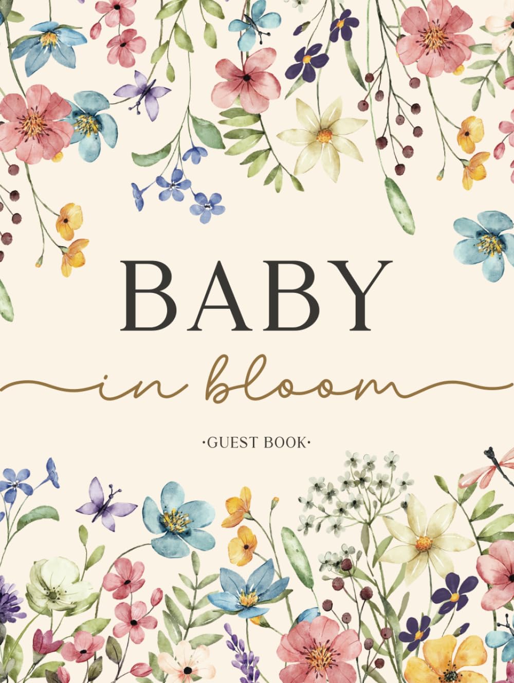 Baby in Bloom Baby Shower Guest Book | Floral Themed Keepsake Memory Book for Baby Shower Guests and Wishes