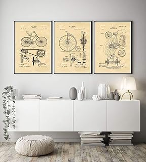 Cycling Posters Set of 3 Bicycle Patent Prints Vintage Bicycle Inventions Cycling Inventions Tour de France Cyclist Gift Biker (20 x 30, Parchment)