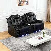 Vista 13 de Juegos de muebles de sala de estar, sofá modular reclinable eléctrico con luces LED, juego de sofá de cuero, sofá reclinable para sala de estar
